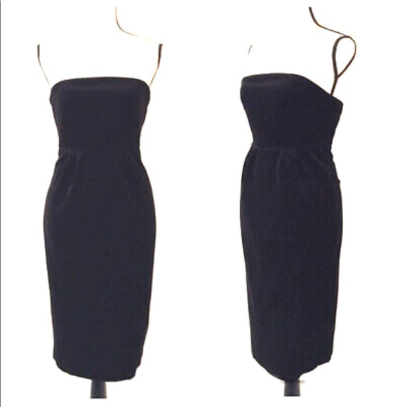 Jcrew Black Velvet Strapless Empire Waist Dress